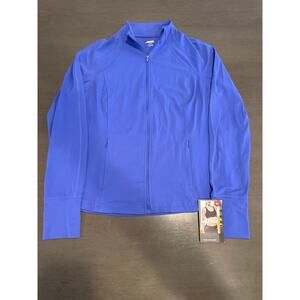 NWT Avia wmns Blue Full Zip 2 Pocket Nylon Core moisture Wicking Jacket Size Med